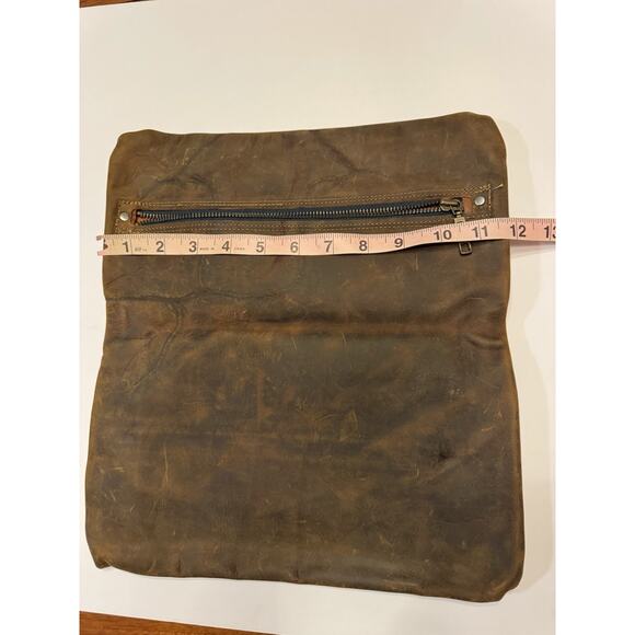 Coastal Hillbilly Brown Leather Clutch Purse Zipper Hand Made Rustic - Picture 5 of 9